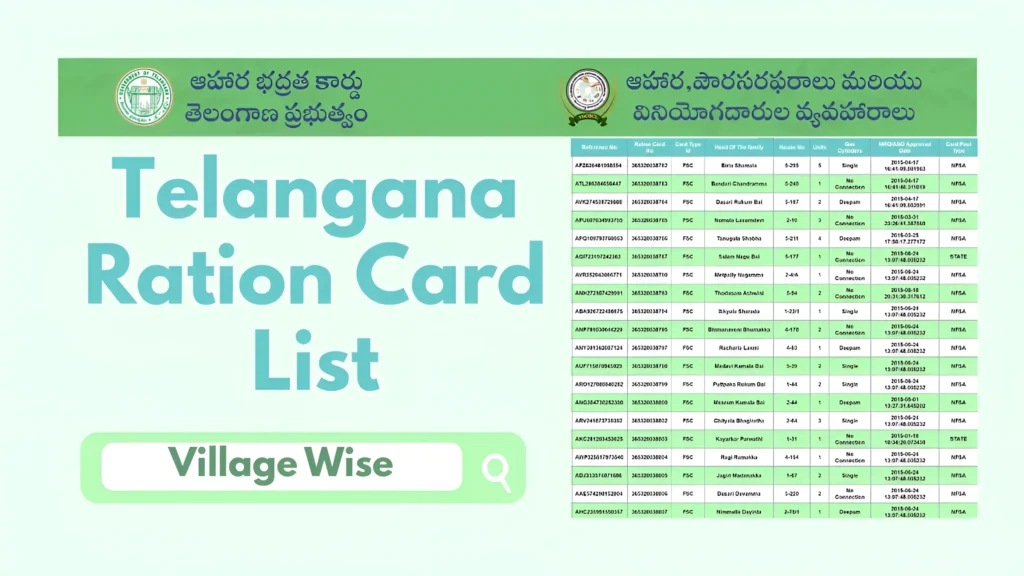 FSC Search TS Ration Card List Village Wise