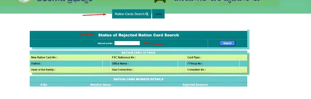 Rejected Ration Card Status