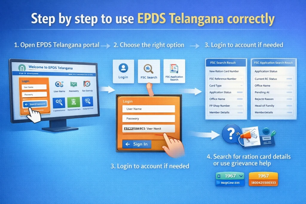 Step by step to use EPDS Telangana correctly