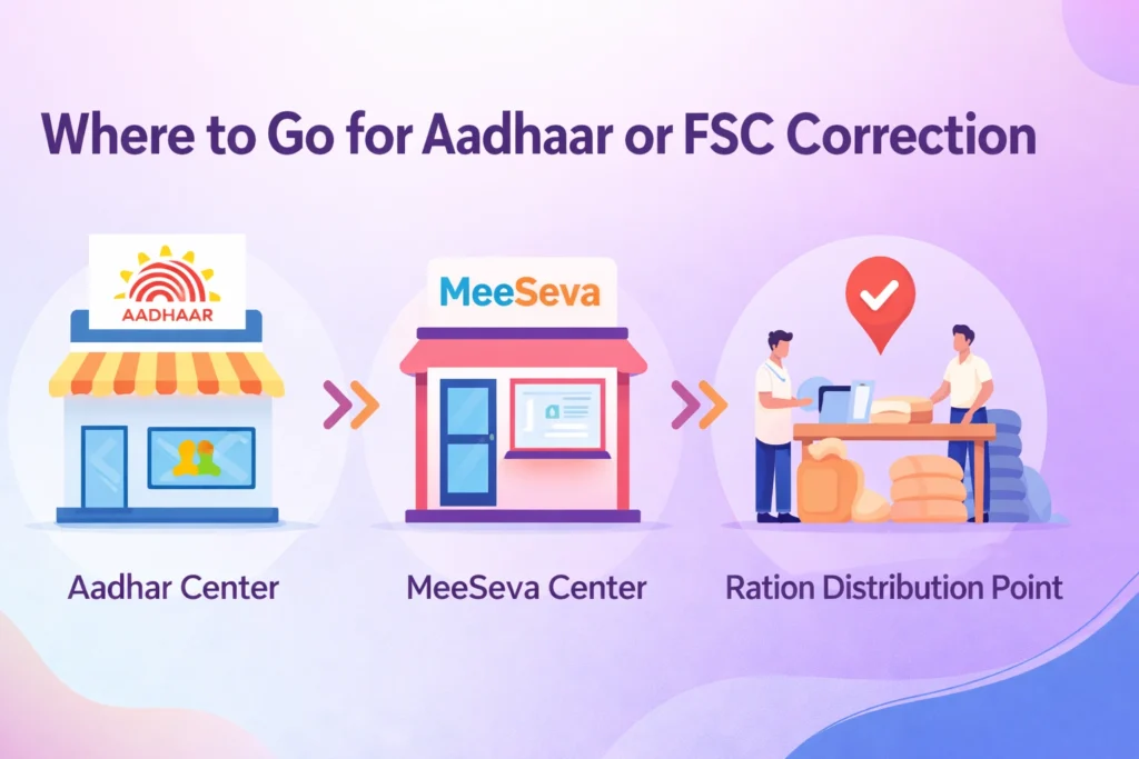 Where to Go for Aadhaar or FSC Correction